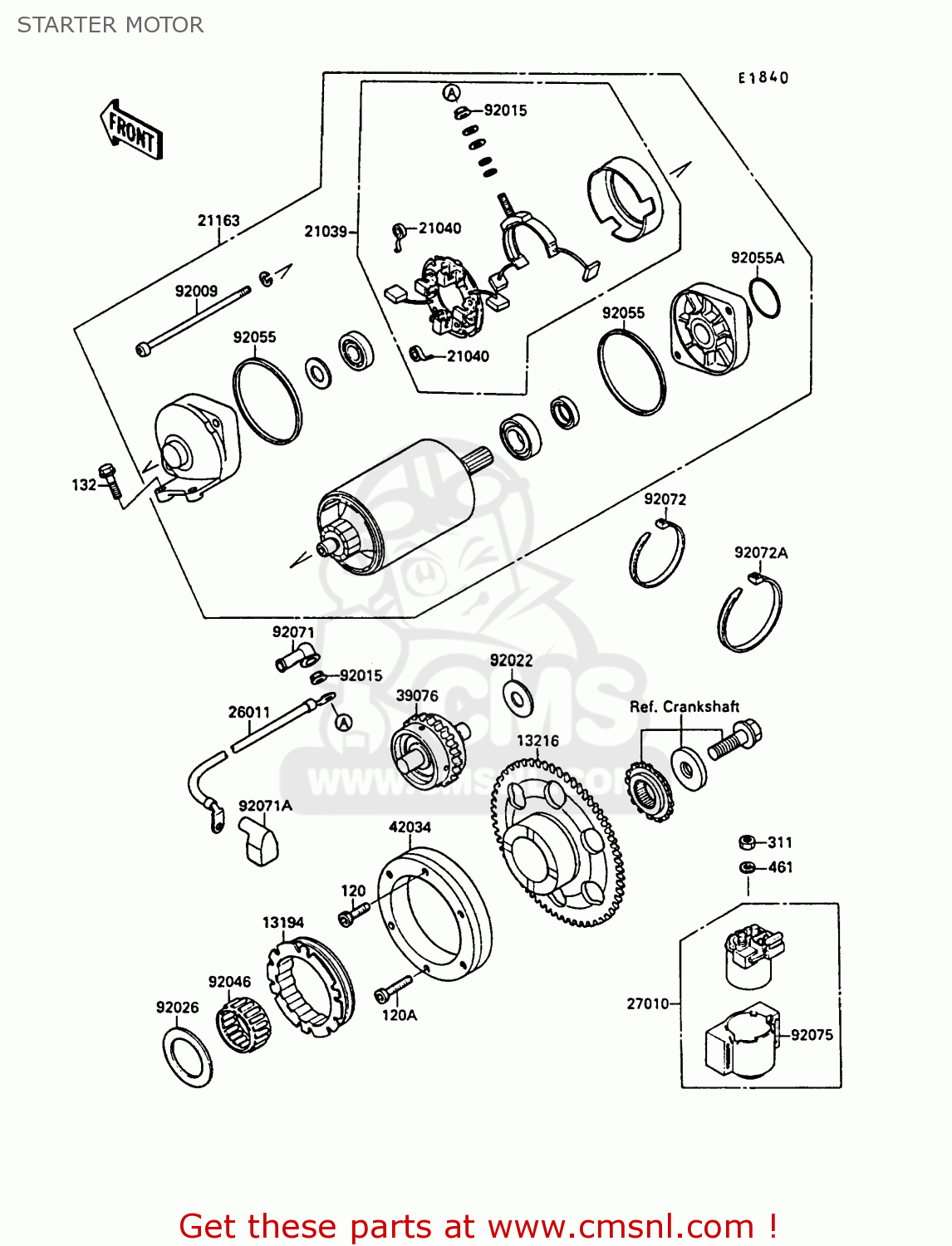 STARTER MOTOR VN1500B2 VN15SE 1988 USA CALIFORNIA CANADA