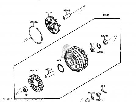REAR WHEEL/CHAIN - VN1500B2 VN15SE 1988 USA CALIFORNIA CANADA