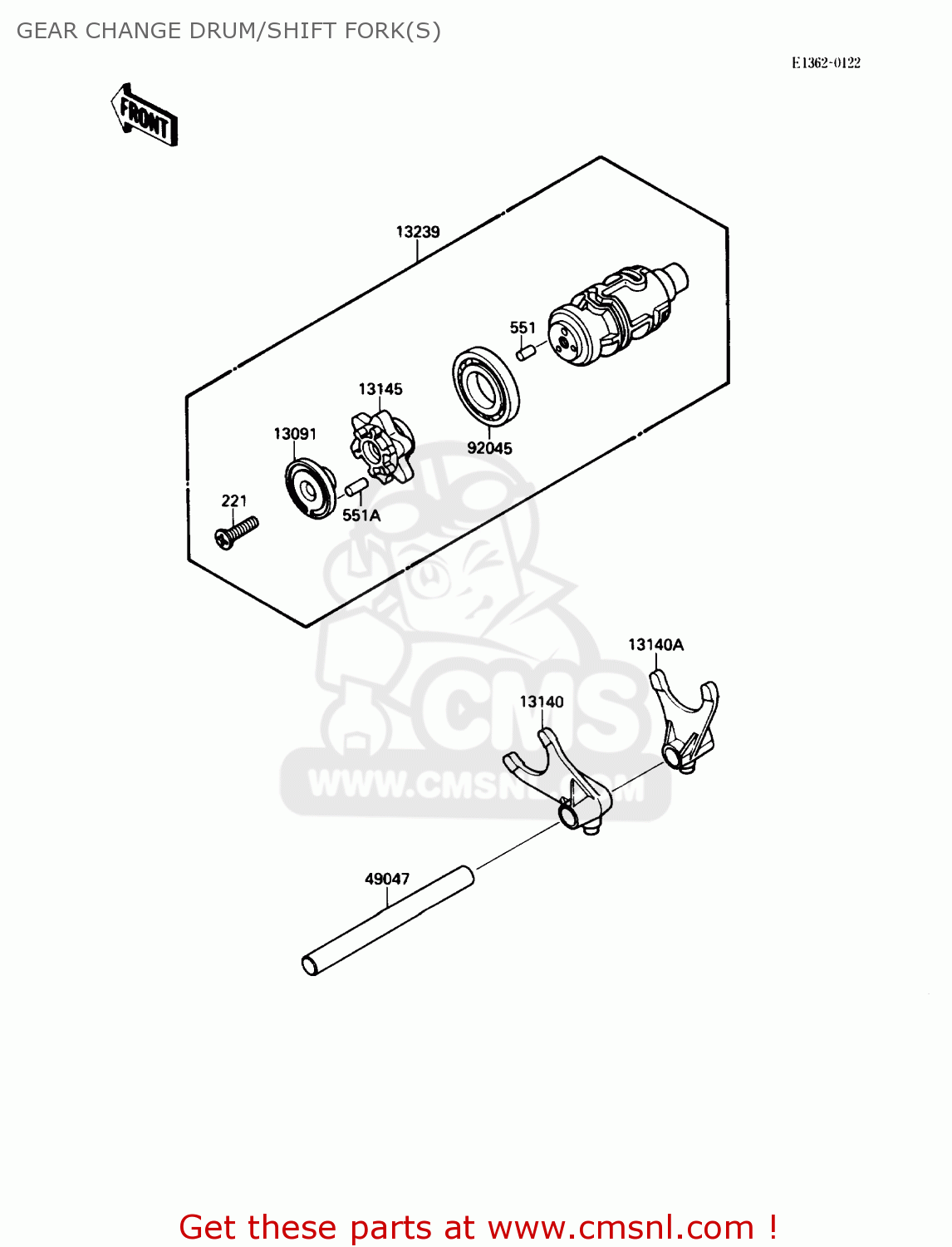 GEAR CHANGE DRUM/SHIFT FORK(S) VN1500B3 VN15SE 1989 CANADA