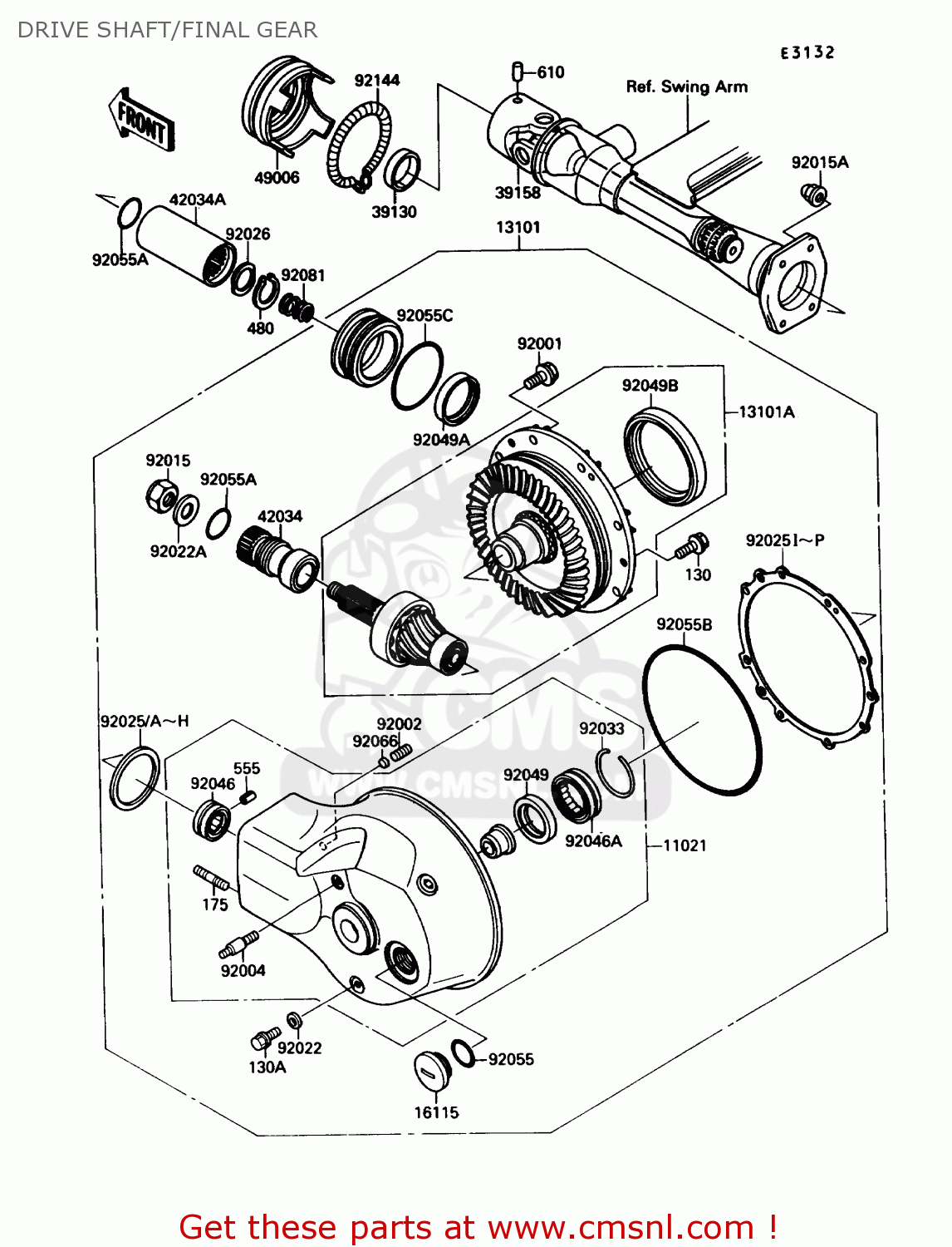 DRIVE SHAFT/FINAL GEAR VN1500B3 VN15SE 1989 CANADA