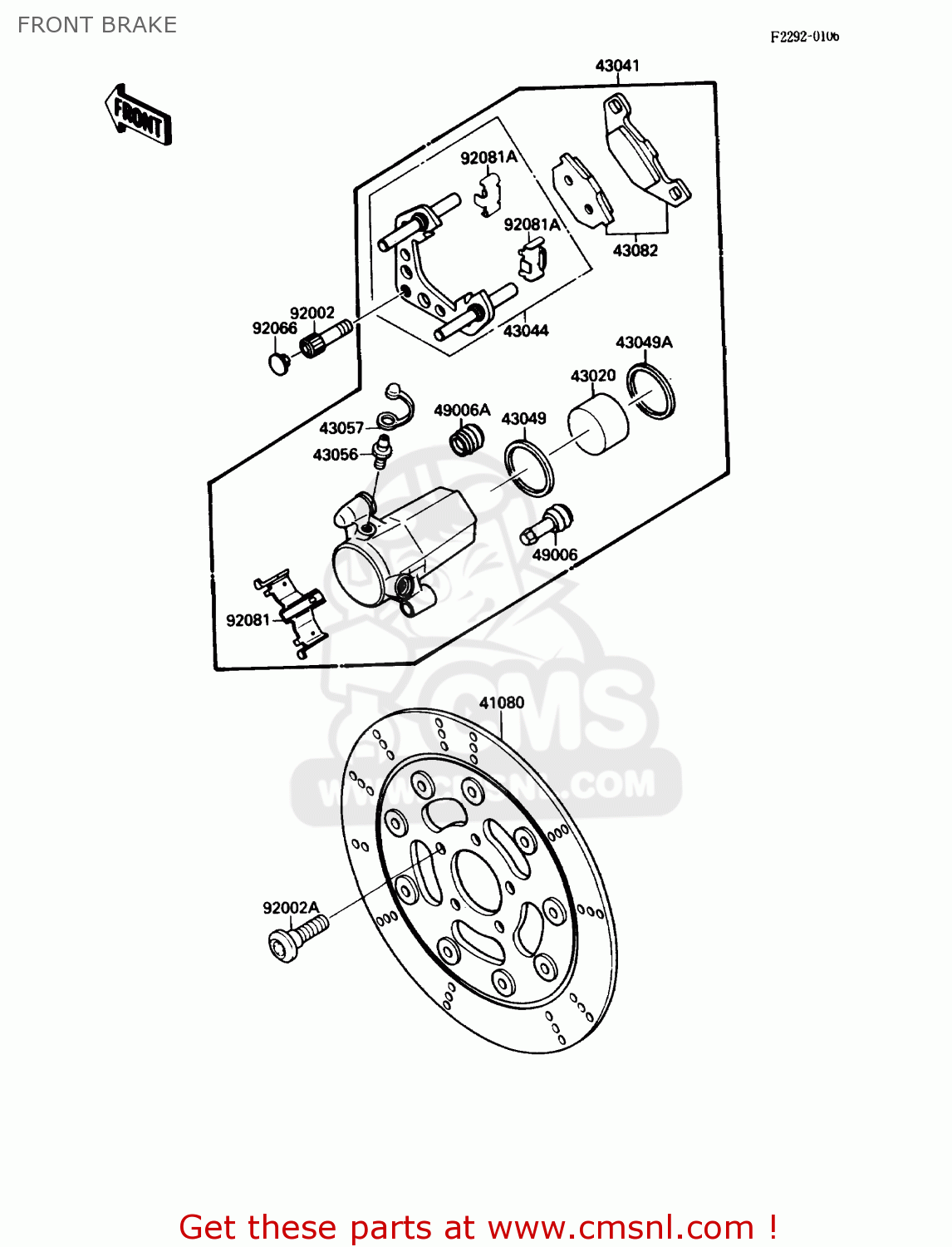 FRONT BRAKE VN1500B3 VN15SE 1989 CANADA