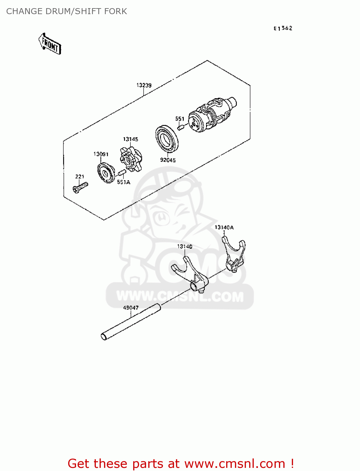 CHANGE DRUM/SHIFT FORK VN1500B3 VN15SE 1989 FG NR