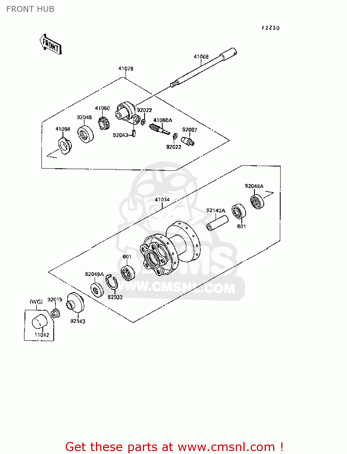 FRONT HUB VN1500B3 VN15SE 1989 FG NR