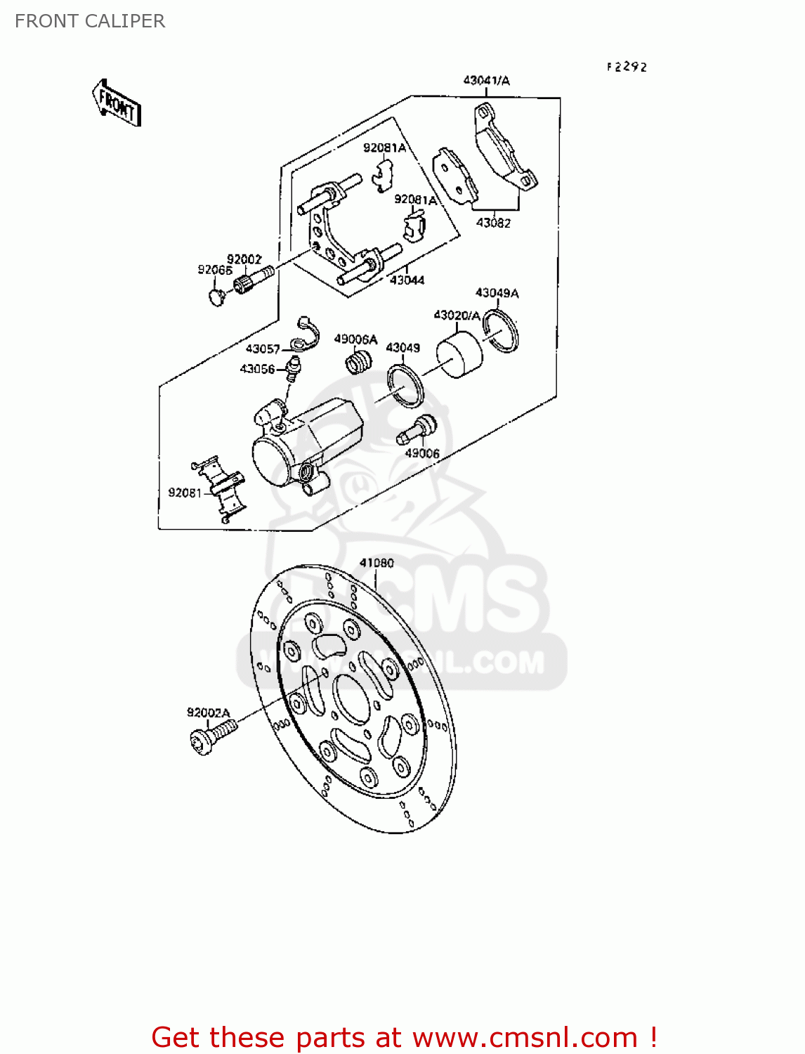 FRONT CALIPER VN1500B3 VN15SE 1989 FG NR