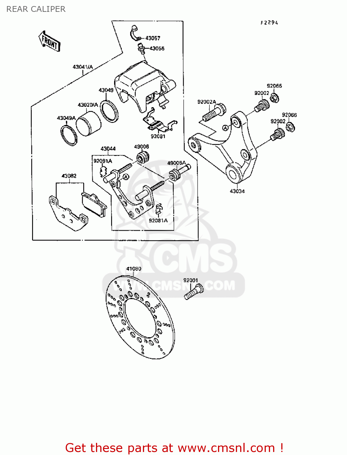 REAR CALIPER VN1500B3 VN15SE 1989 FG NR