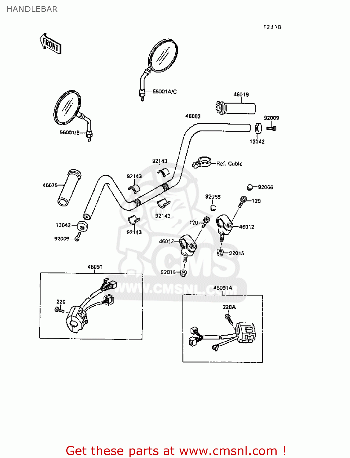 HANDLEBAR VN1500B3 VN15SE 1989 FG NR