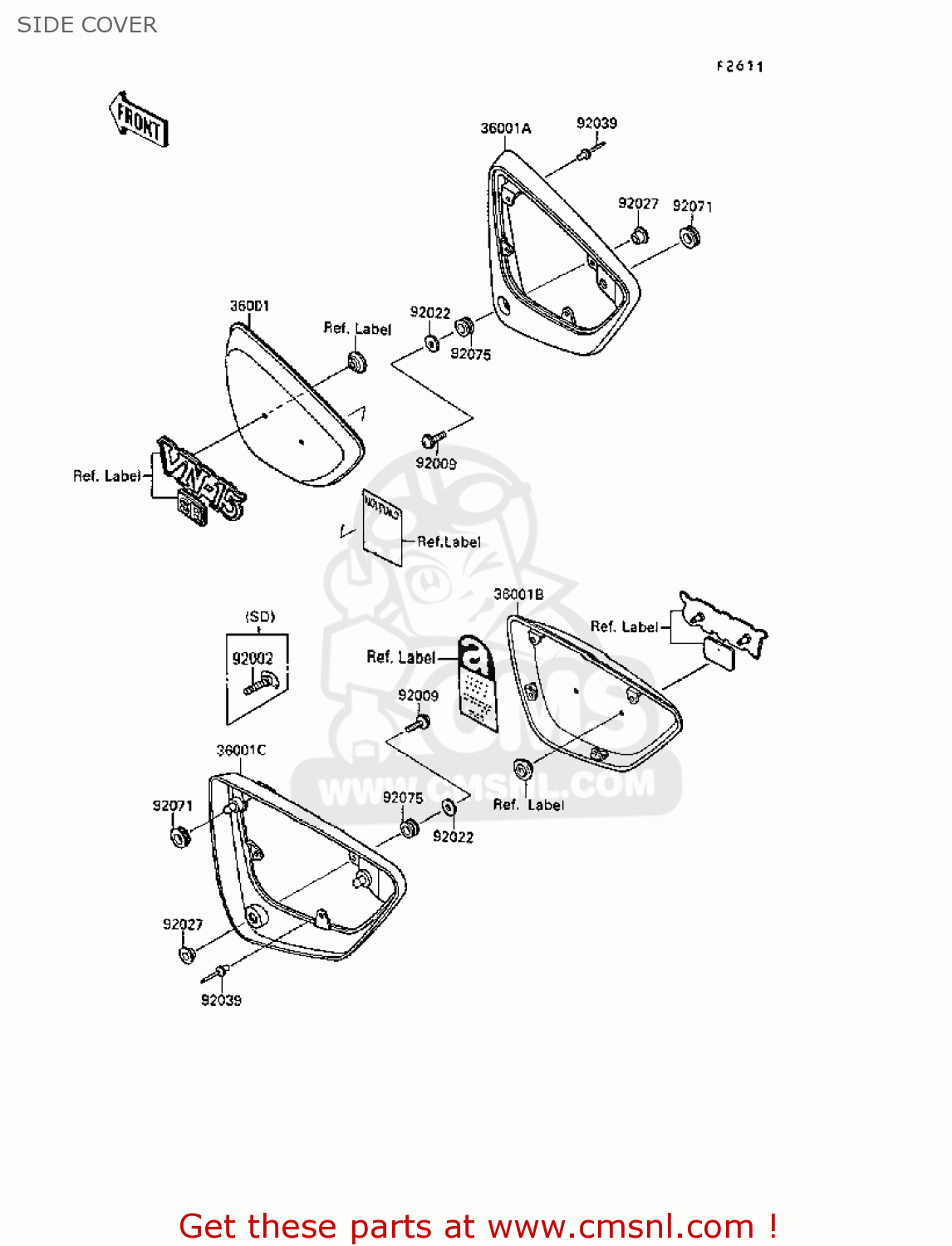 SIDE COVER VN1500B3 VN15SE 1989 FG NR