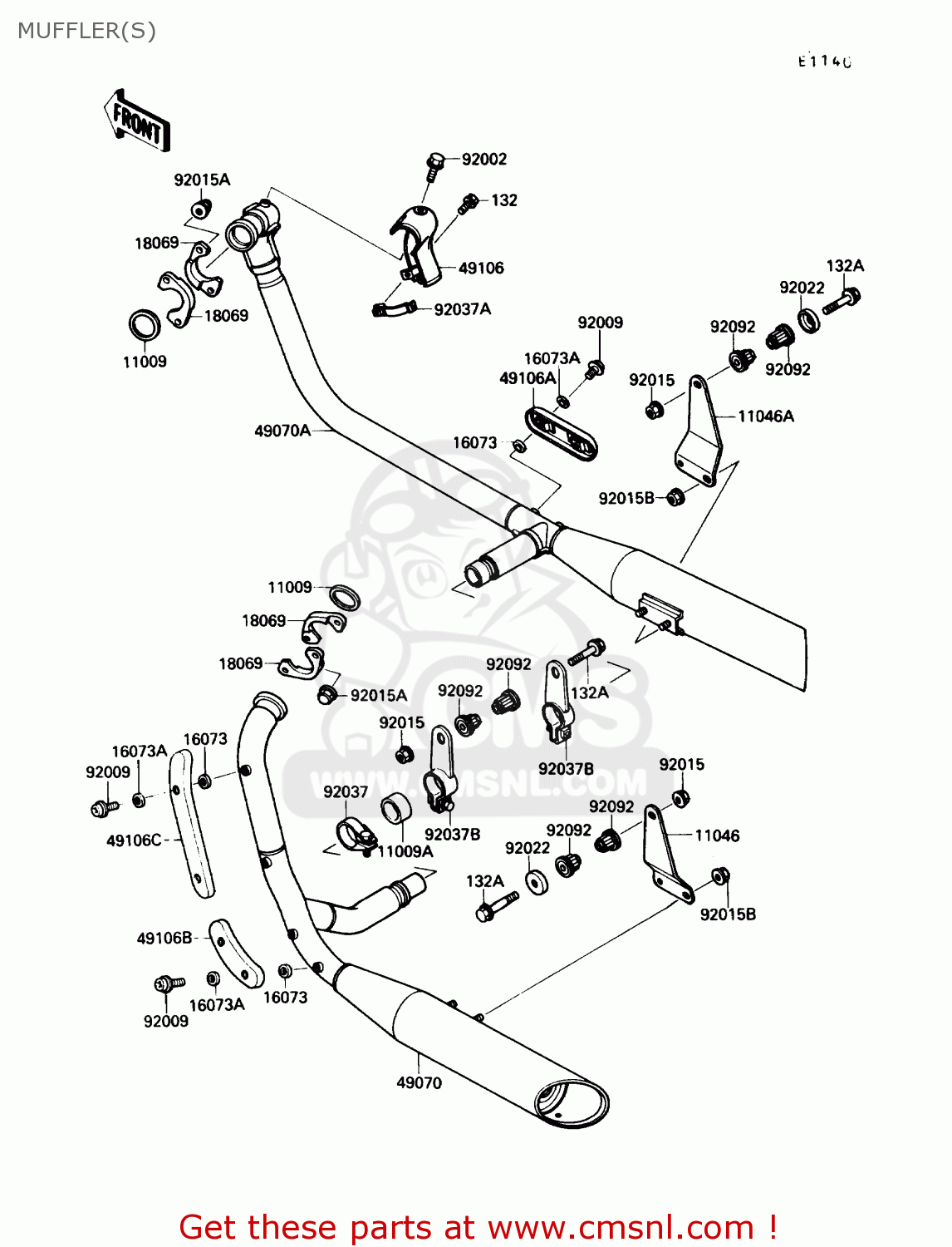 MUFFLER(S) VN1500B4 VULCAN 88SE 1990 USA CALIFORNIA
