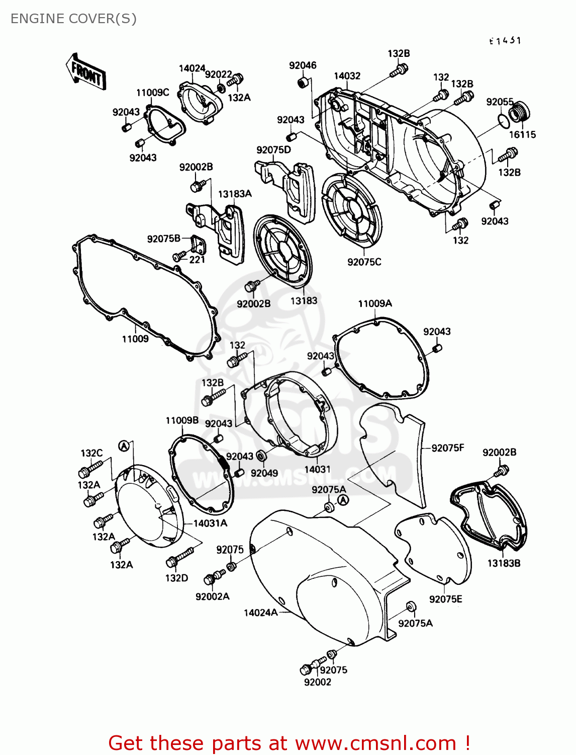 ENGINE COVER(S) VN1500B4 VULCAN 88SE 1990 USA CALIFORNIA
