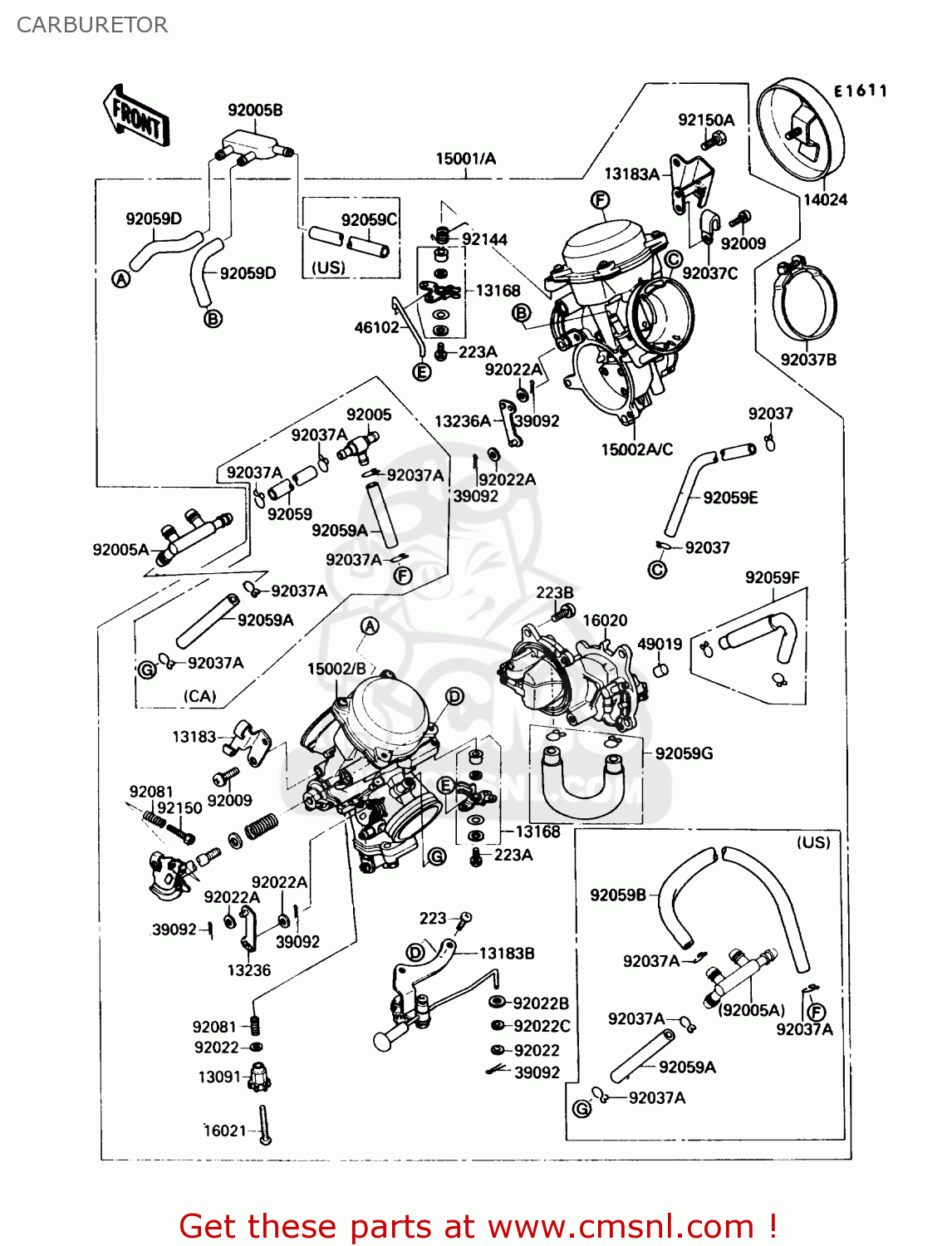 CARBURETOR VN1500B4 VULCAN 88SE 1990 USA CALIFORNIA