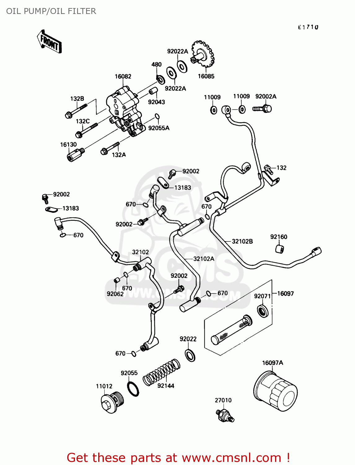 OIL PUMP/OIL FILTER VN1500B4 VULCAN 88SE 1990 USA CALIFORNIA