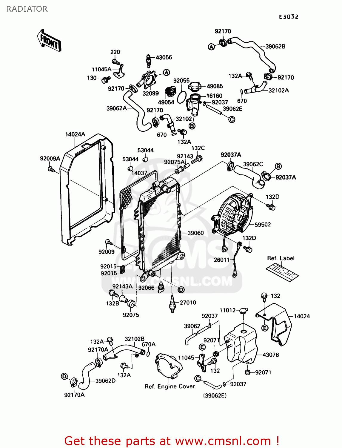 RADIATOR VN1500B4 VULCAN 88SE 1990 USA CALIFORNIA