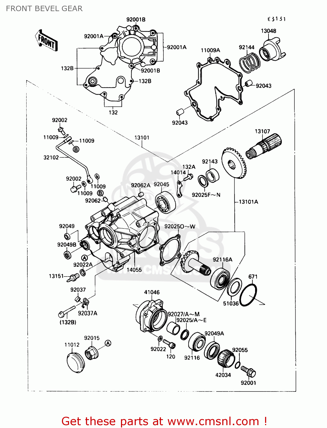 FRONT BEVEL GEAR VN1500B4 VULCAN 88SE 1990 USA CALIFORNIA
