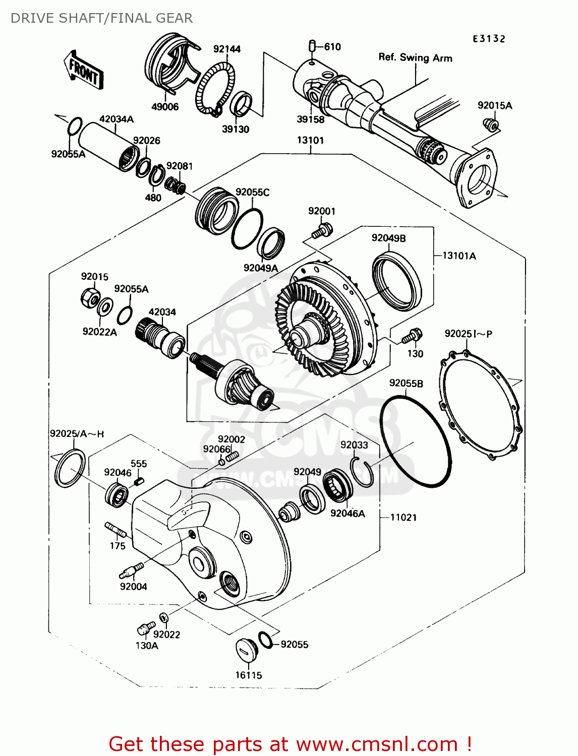 DRIVE SHAFT/FINAL GEAR VN1500B4 VULCAN 88SE 1990 USA CALIFORNIA