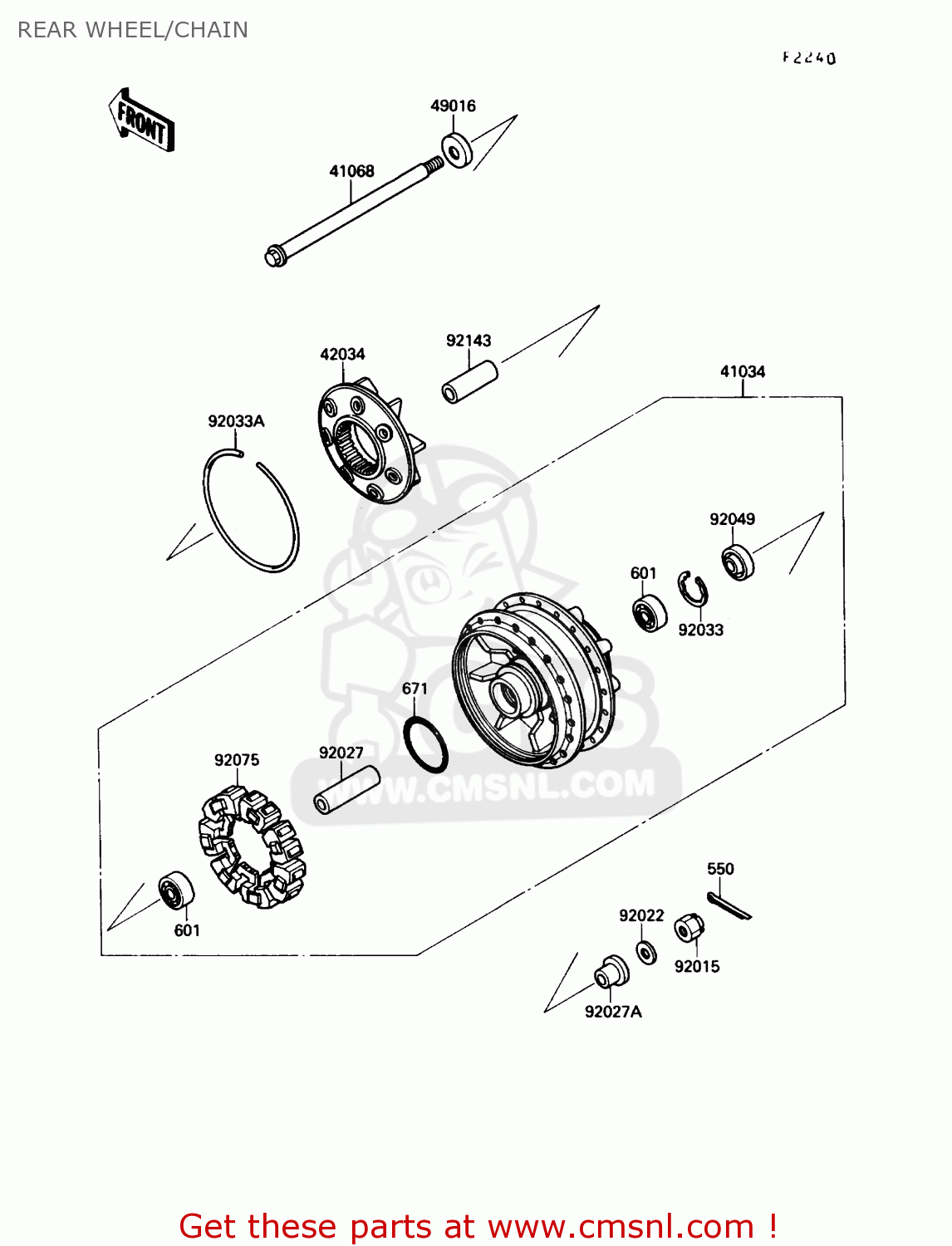 REAR WHEEL/CHAIN VN1500B4 VULCAN 88SE 1990 USA CALIFORNIA