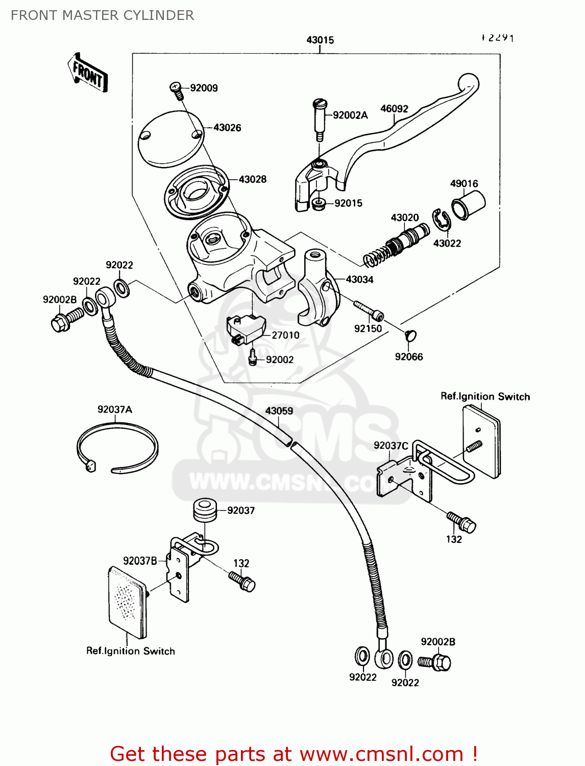 FRONT MASTER CYLINDER VN1500B4 VULCAN 88SE 1990 USA CALIFORNIA
