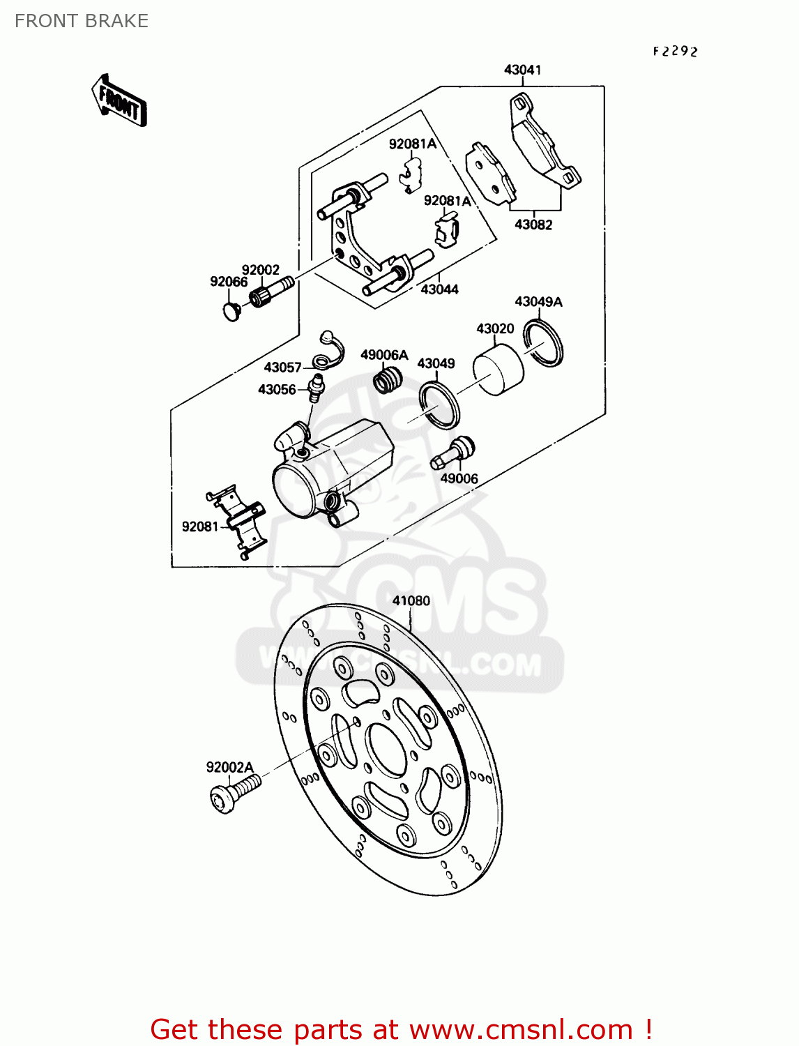 FRONT BRAKE VN1500B4 VULCAN 88SE 1990 USA CALIFORNIA