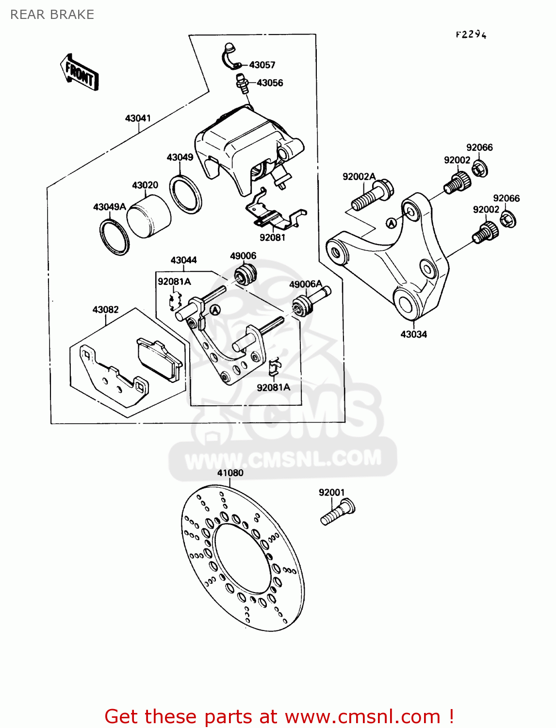 REAR BRAKE VN1500B4 VULCAN 88SE 1990 USA CALIFORNIA