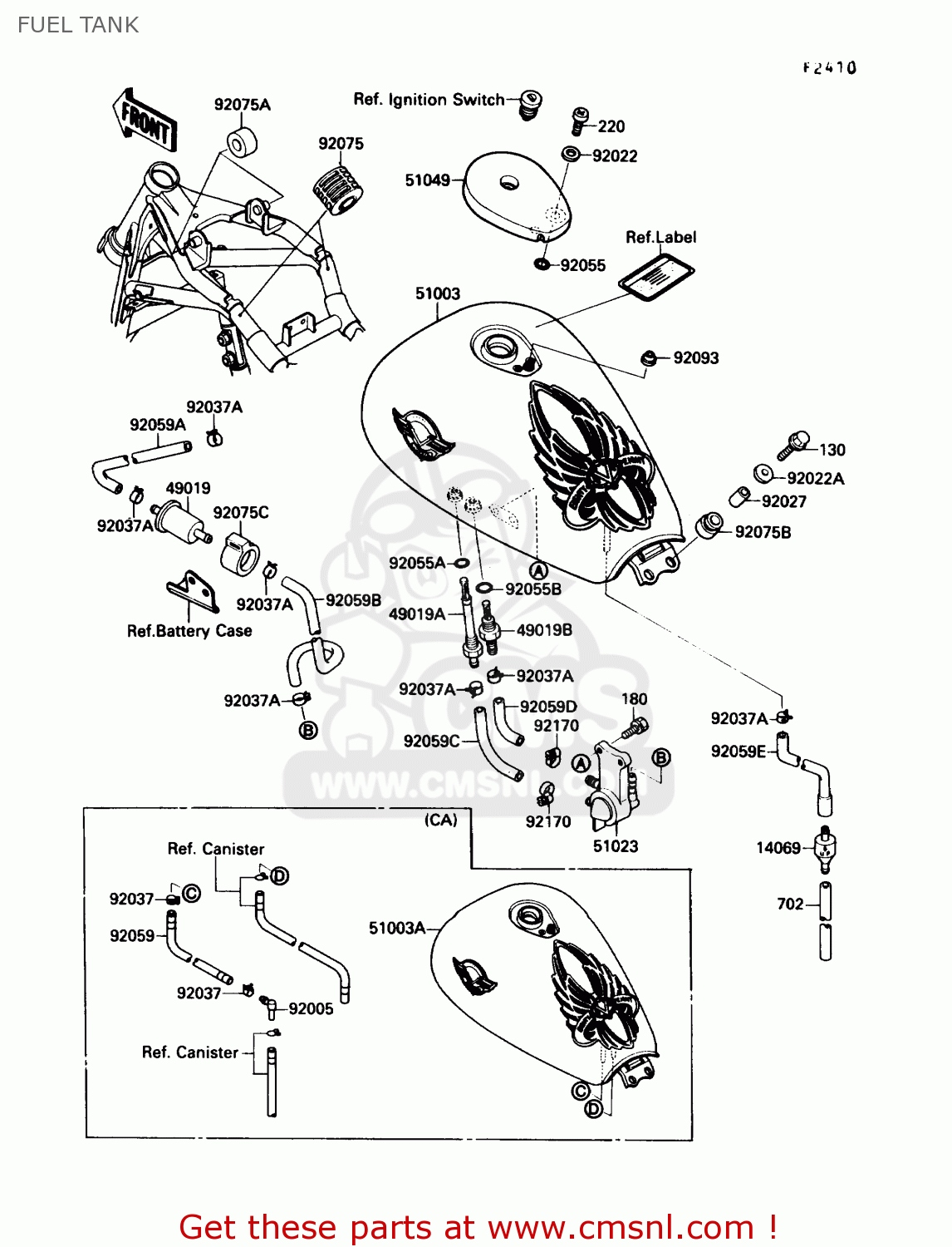 FUEL TANK VN1500B4 VULCAN 88SE 1990 USA CALIFORNIA