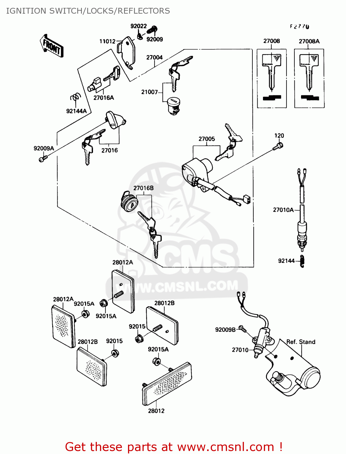 IGNITION SWITCH/LOCKS/REFLECTORS VN1500B4 VULCAN 88SE 1990 USA CALIFORNIA