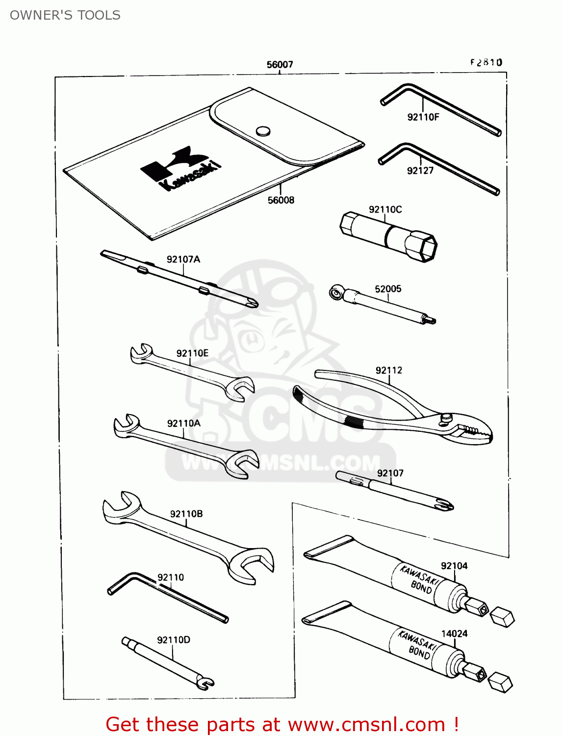 OWNER'S TOOLS VN1500B4 VULCAN 88SE 1990 USA CALIFORNIA