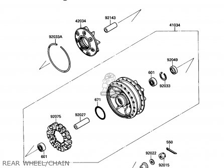 REAR WHEEL/CHAIN - VN1500B4 VULCAN 88SE 1990 USA CALIFORNIA