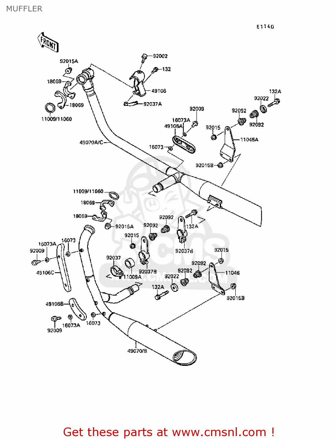 MUFFLER VN1500B5 VN15SE 1991 EUROPE FR AR FG NR SD