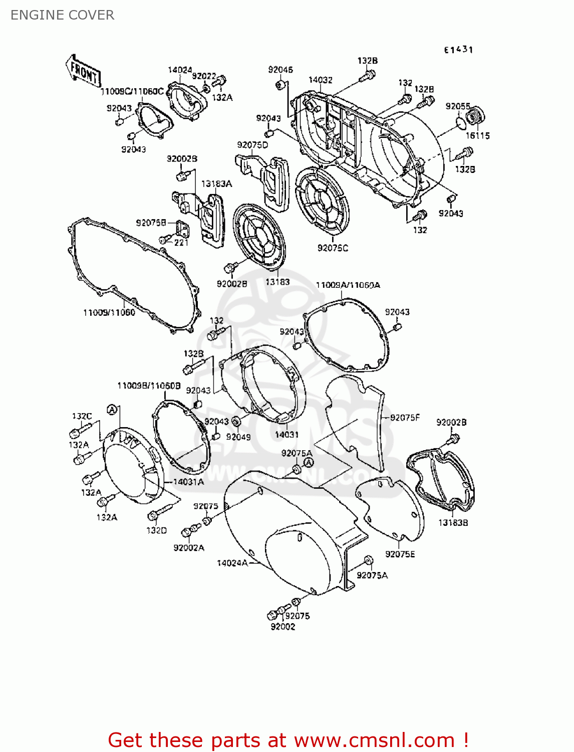 ENGINE COVER VN1500B5 VN15SE 1991 EUROPE FR AR FG NR SD