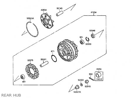REAR HUB - VN1500B5 VN15SE 1991 EUROPE FR AR FG NR SD