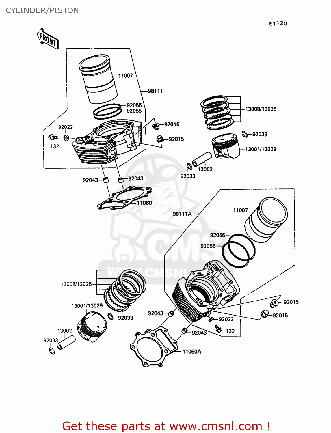CYLINDER/PISTON VN1500B6 VN15SE 1992 EUROPE UK FR AR FG IT NR SD ST