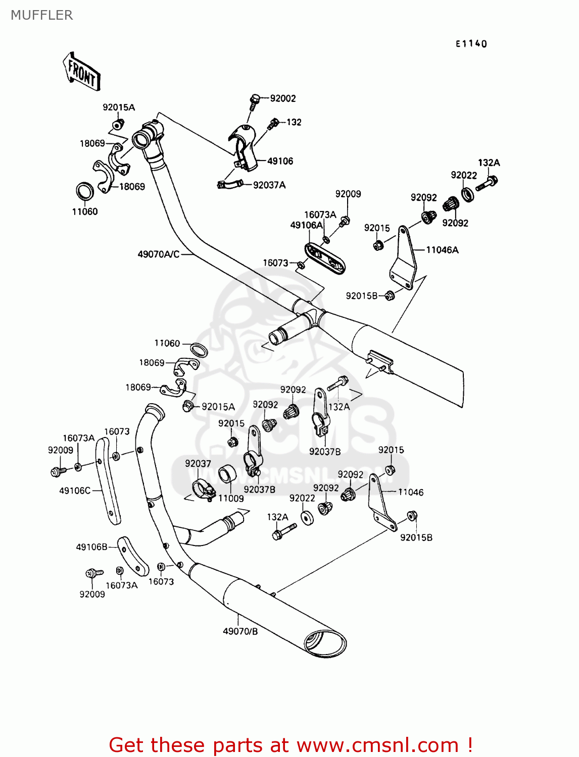 MUFFLER VN1500B6 VN15SE 1992 EUROPE UK FR AR FG IT NR SD ST