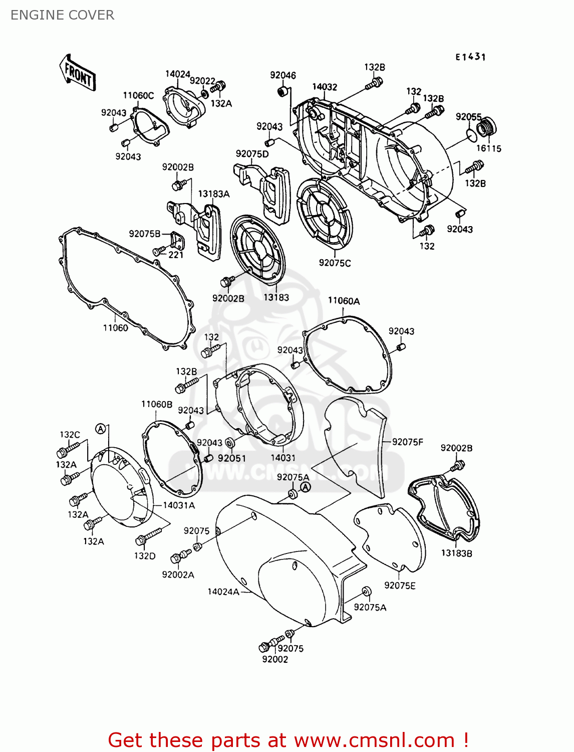 ENGINE COVER VN1500B6 VN15SE 1992 EUROPE UK FR AR FG IT NR SD ST