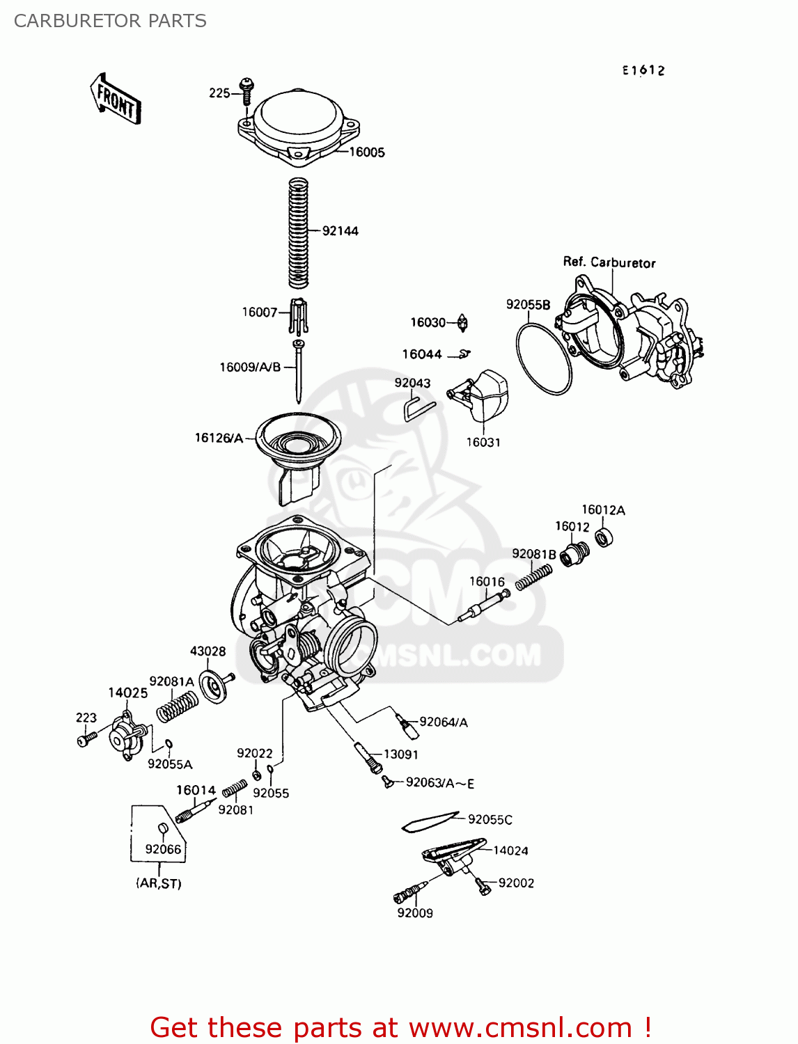CARBURETOR PARTS VN1500B6 VN15SE 1992 EUROPE UK FR AR FG IT NR SD ST