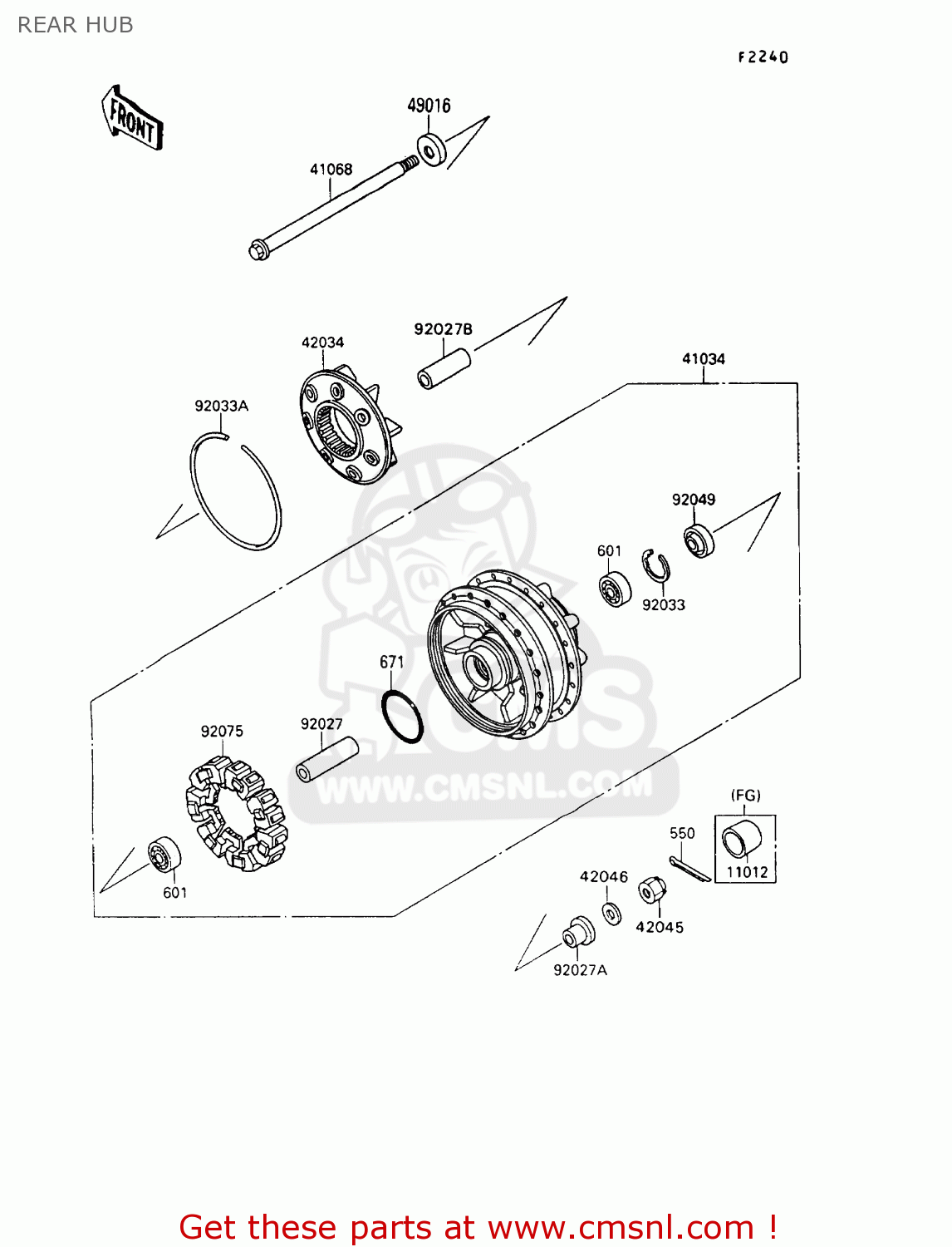 REAR HUB VN1500B6 VN15SE 1992 EUROPE UK FR AR FG IT NR SD ST