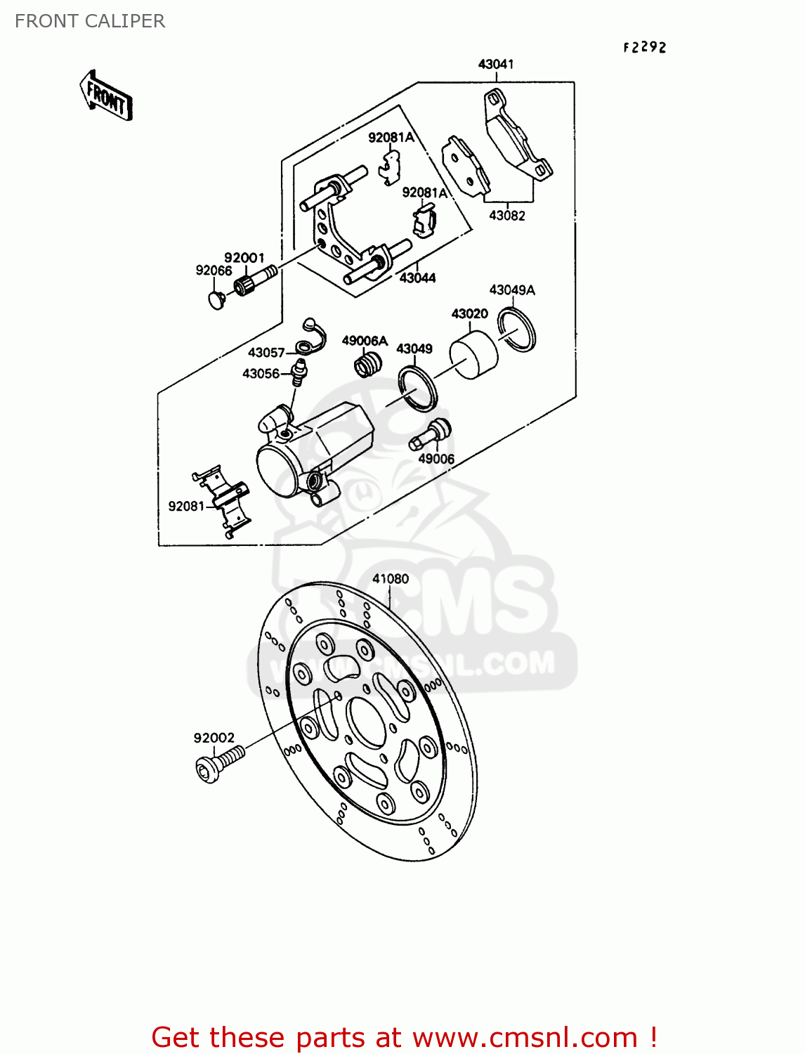 FRONT CALIPER VN1500B6 VN15SE 1992 EUROPE UK FR AR FG IT NR SD ST