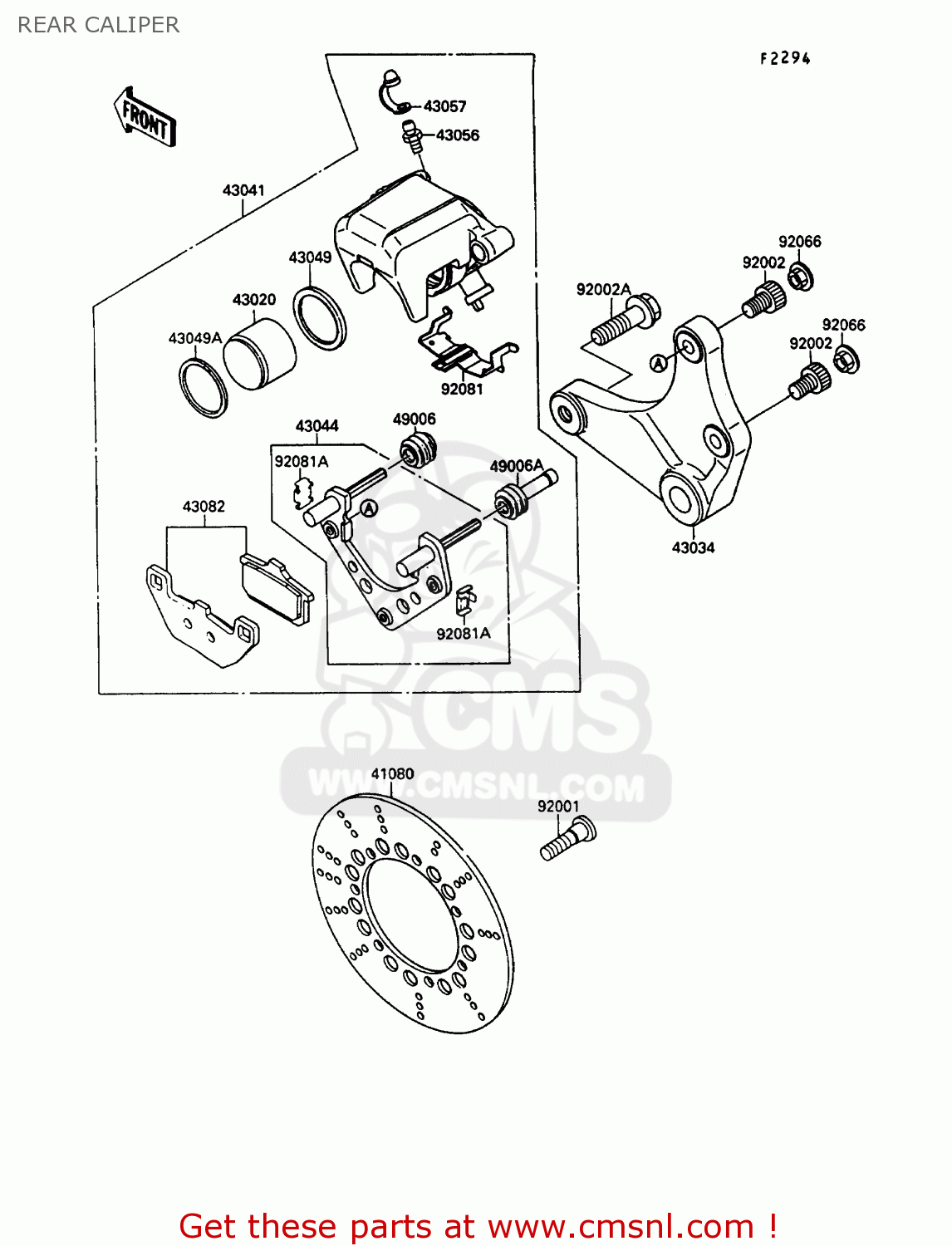REAR CALIPER VN1500B6 VN15SE 1992 EUROPE UK FR AR FG IT NR SD ST