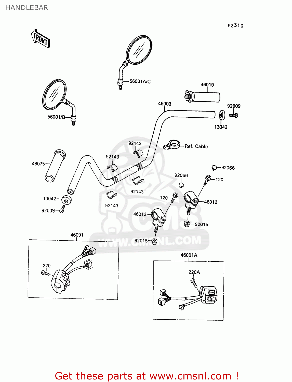 HANDLEBAR VN1500B6 VN15SE 1992 EUROPE UK FR AR FG IT NR SD ST