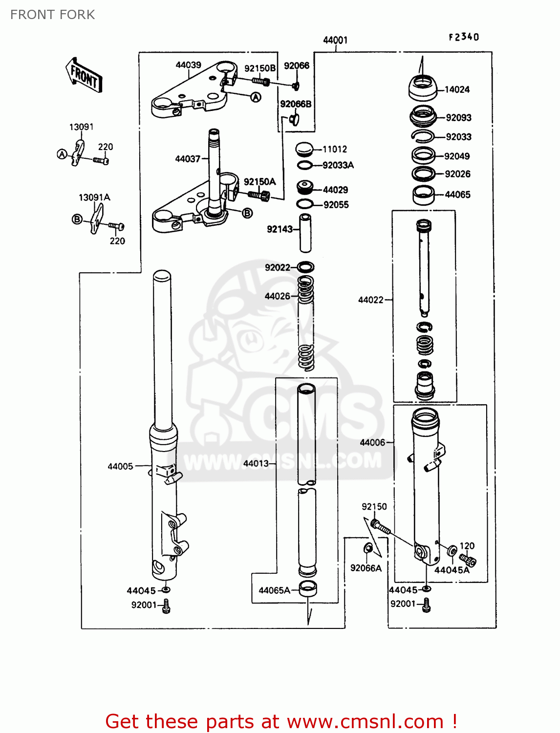 FRONT FORK VN1500B6 VN15SE 1992 EUROPE UK FR AR FG IT NR SD ST