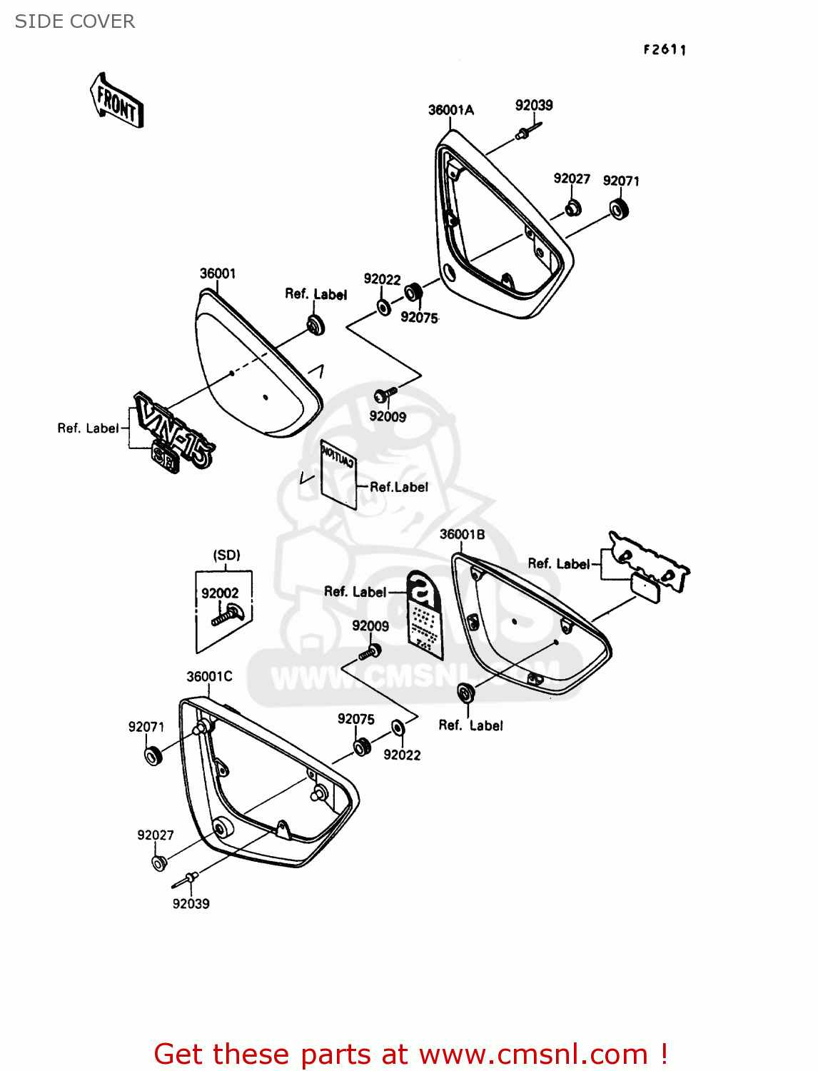 SIDE COVER VN1500B6 VN15SE 1992 EUROPE UK FR AR FG IT NR SD ST