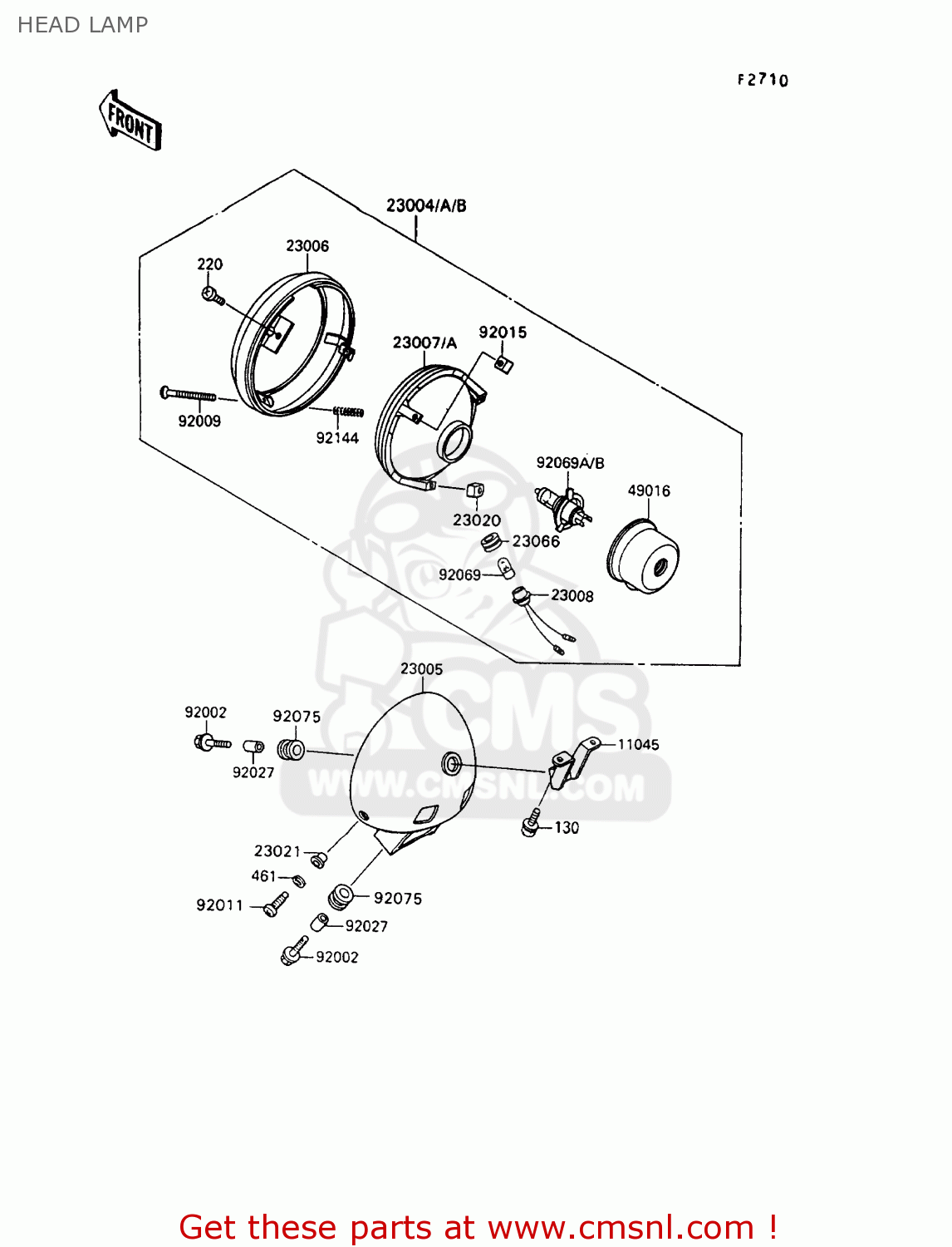 HEAD LAMP VN1500B6 VN15SE 1992 EUROPE UK FR AR FG IT NR SD ST