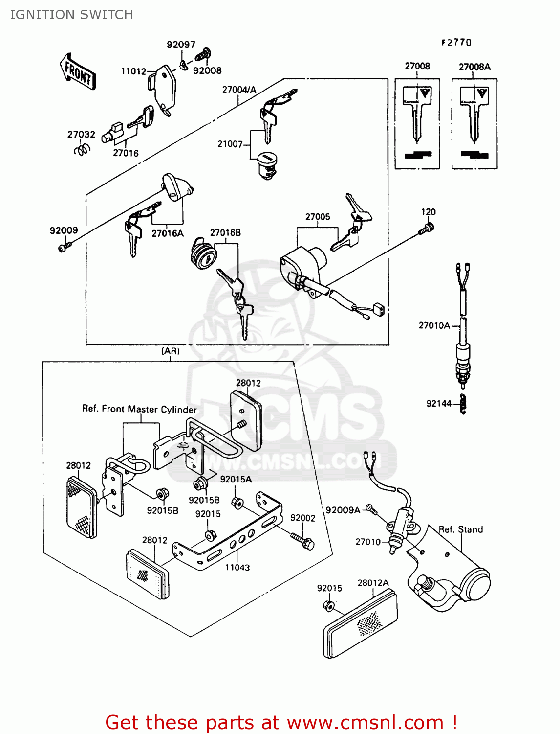 IGNITION SWITCH VN1500B6 VN15SE 1992 EUROPE UK FR AR FG IT NR SD ST