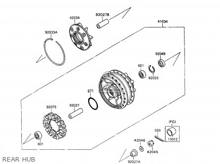 REAR HUB - VN1500B6 VN15SE 1992 EUROPE UK FR AR FG IT NR SD ST