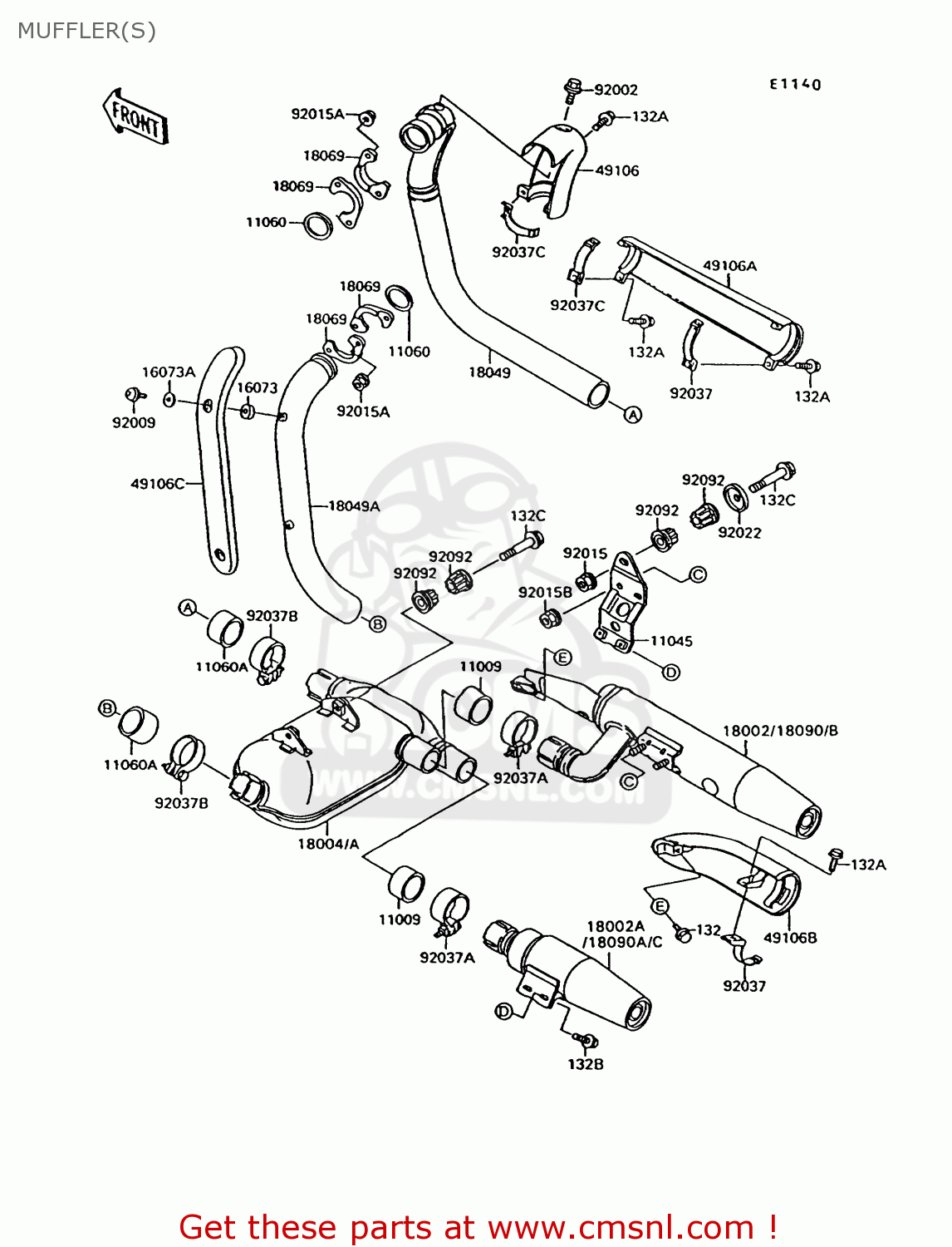 MUFFLER(S) VN1500C1 VN15 1994 EUROPE UK FR NL AR FG IT NR SD SP ST