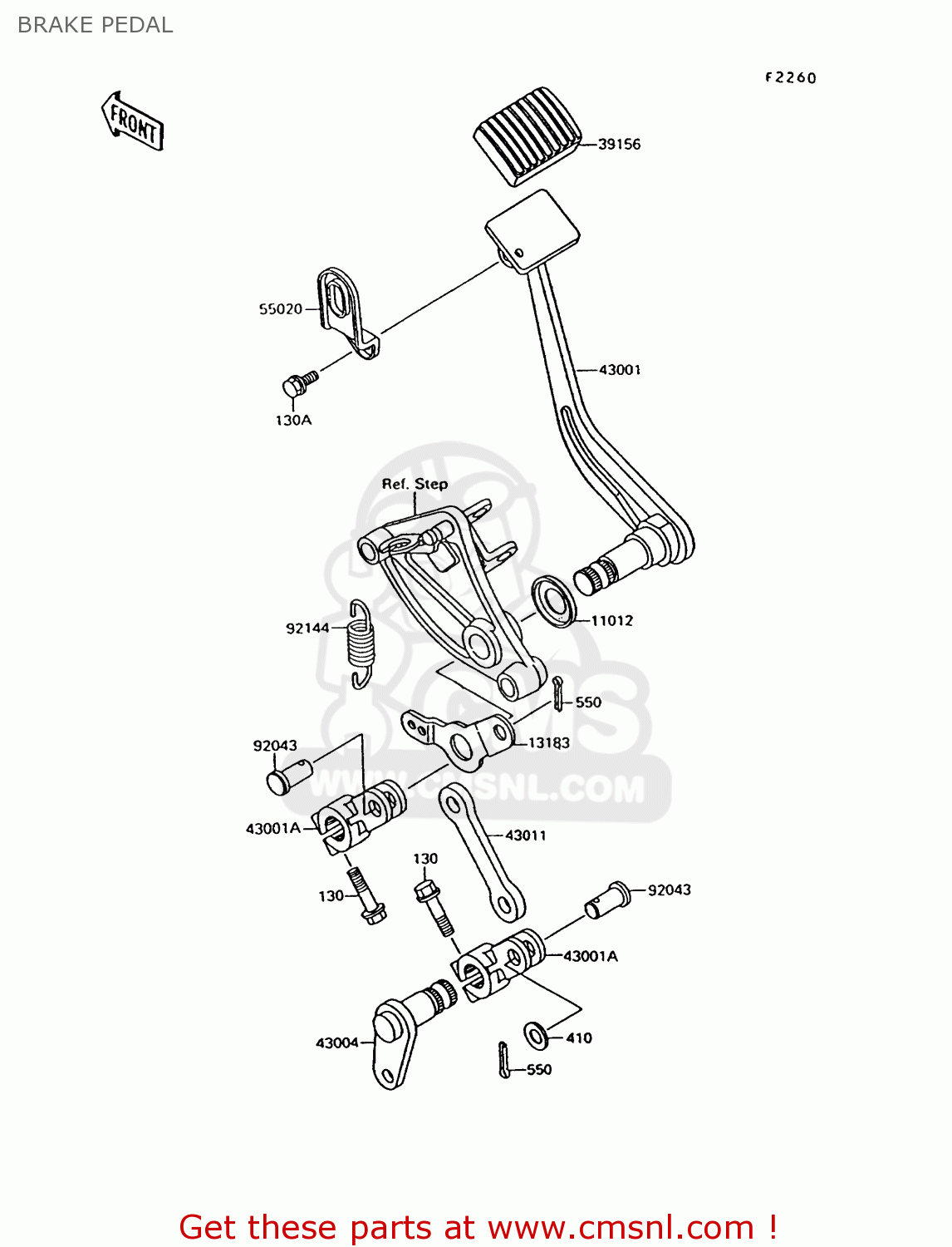 BRAKE PEDAL VN1500C1 VN15 1994 EUROPE UK FR NL AR FG IT NR SD SP ST