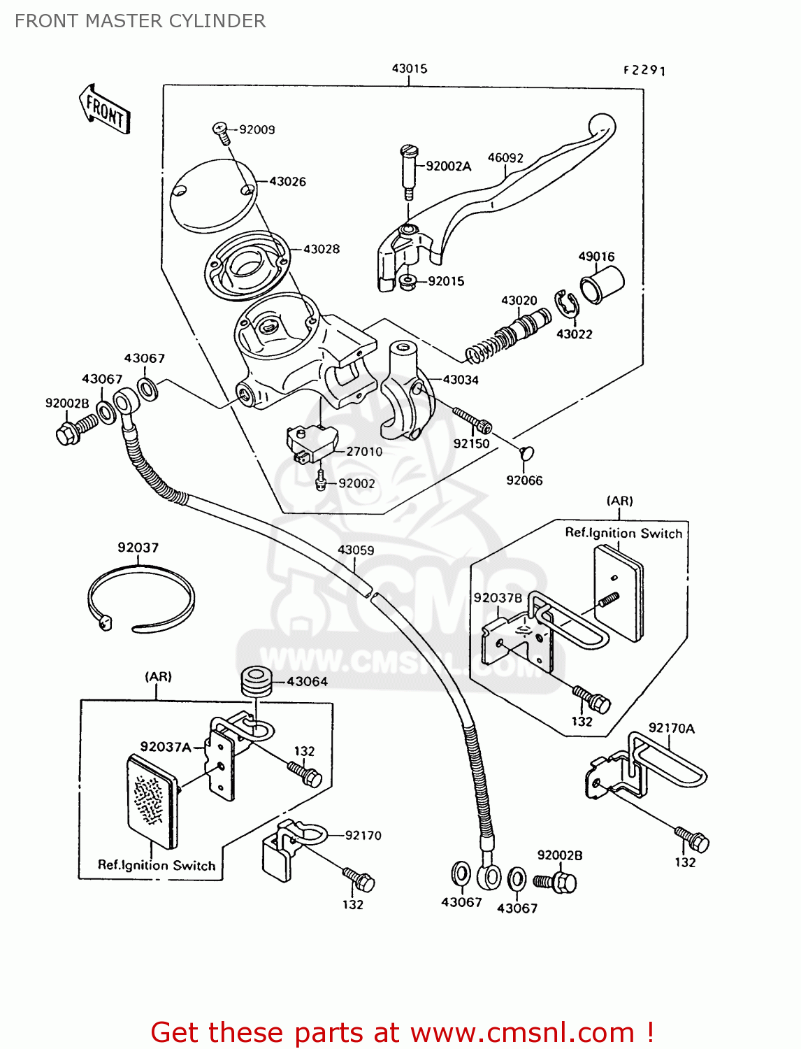 FRONT MASTER CYLINDER VN1500C1 VN15 1994 EUROPE UK FR NL AR FG IT NR SD SP ST