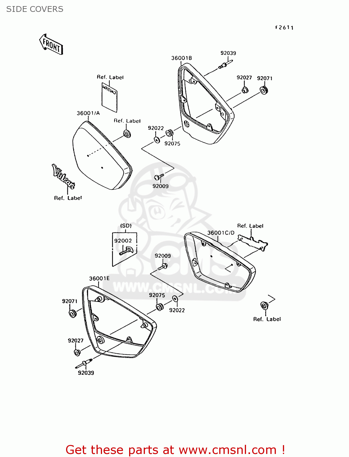 SIDE COVERS VN1500C1 VN15 1994 EUROPE UK FR NL AR FG IT NR SD SP ST