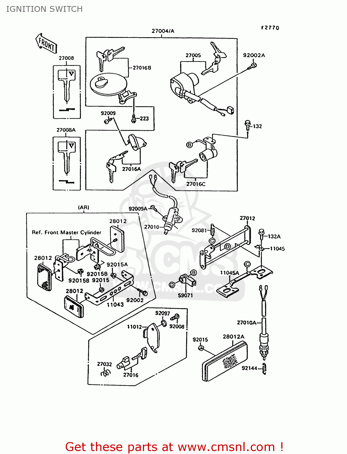 IGNITION SWITCH VN1500C1 VN15 1994 EUROPE UK FR NL AR FG IT NR SD SP ST