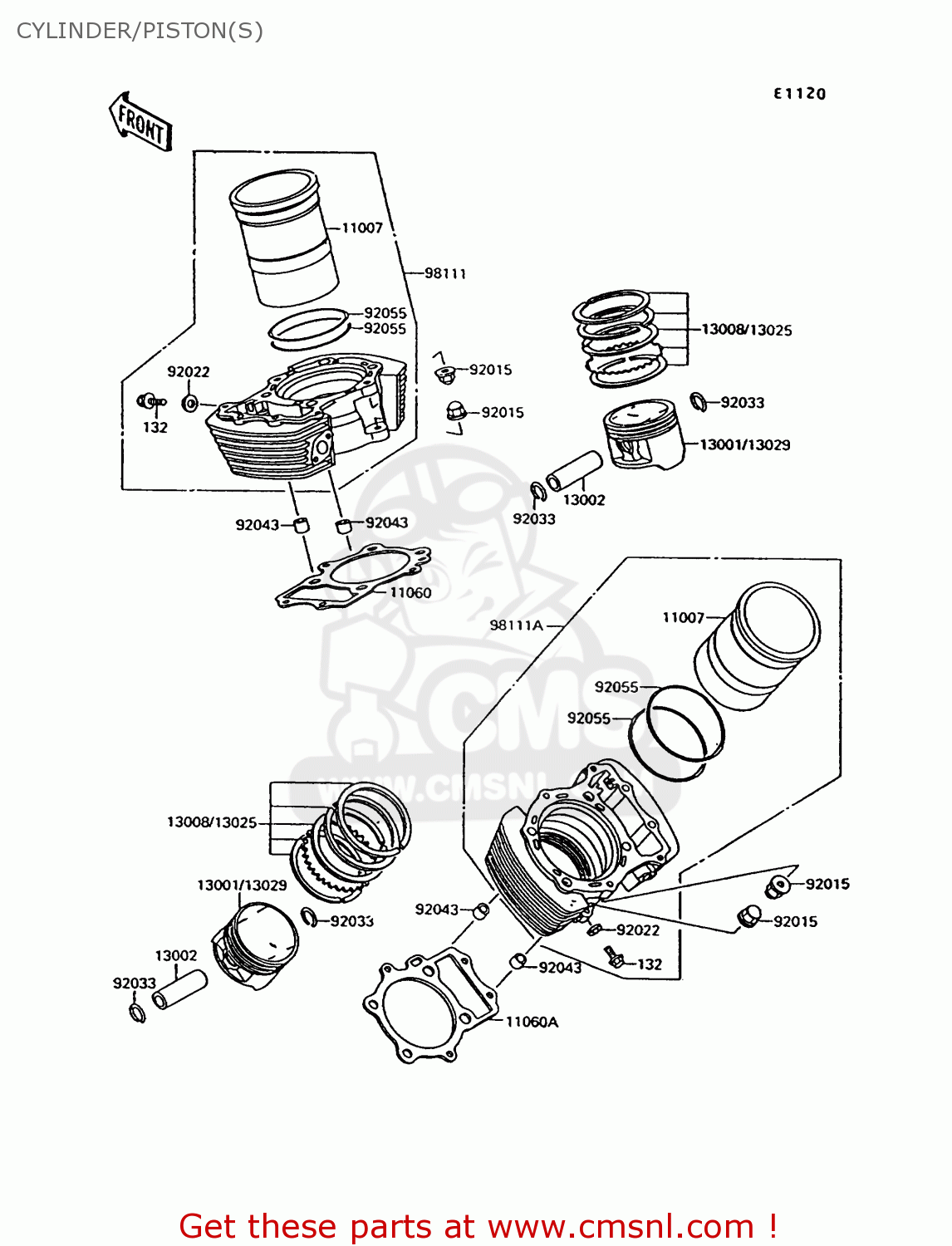 CYLINDER/PISTON(S) VN1500C2 VN15 1995 EUROPE UK FR NL AR FG NR SD SP ST