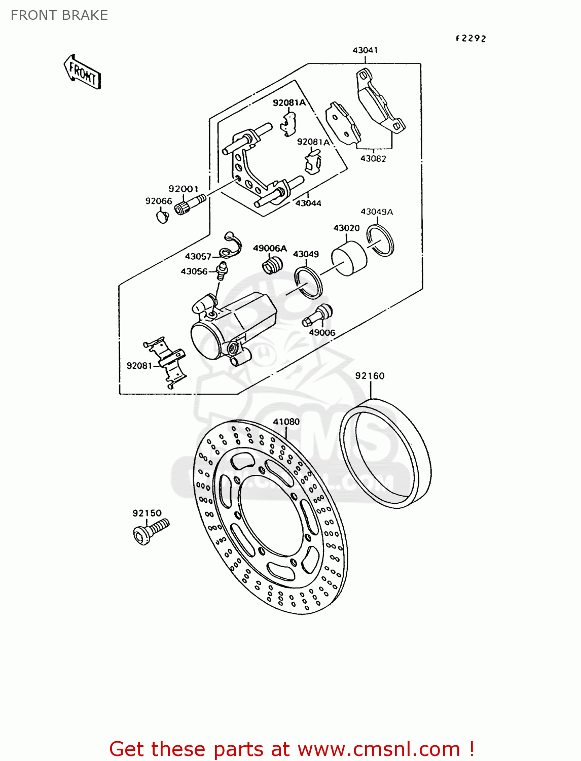 FRONT BRAKE VN1500C2 VN15 1995 EUROPE UK FR NL AR FG NR SD SP ST