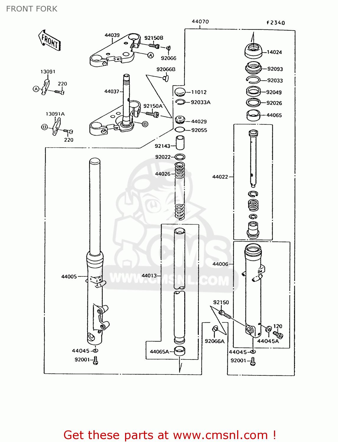 FRONT FORK VN1500C2 VN15 1995 EUROPE UK FR NL AR FG NR SD SP ST